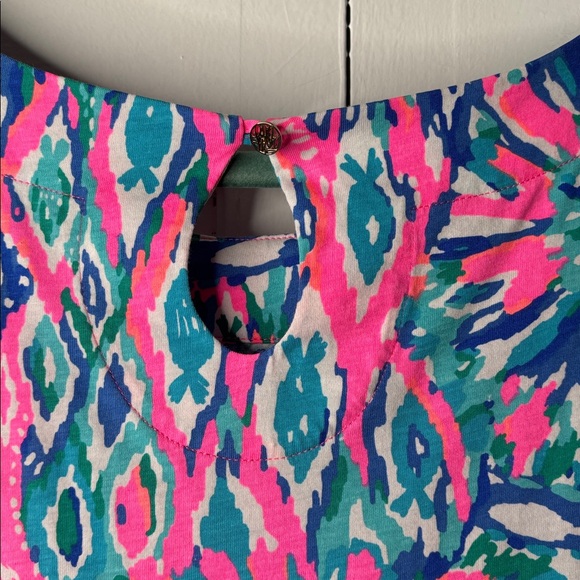 Lilly Pulitzer Pink & Blue Floral Shift Dress SZ L - Picture 4 of 6